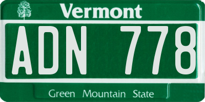 VT license plate ADN778