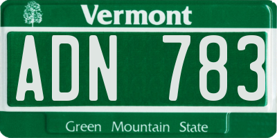 VT license plate ADN783