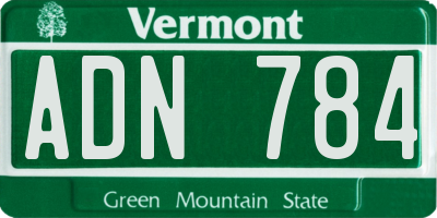 VT license plate ADN784