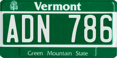VT license plate ADN786
