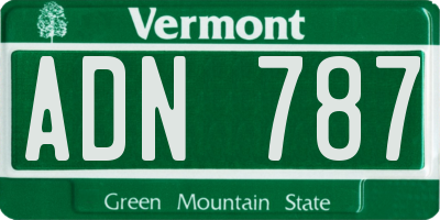 VT license plate ADN787