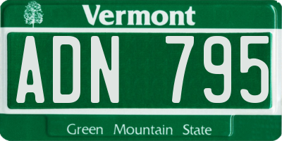 VT license plate ADN795