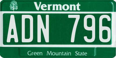 VT license plate ADN796