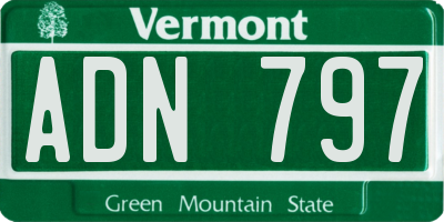 VT license plate ADN797