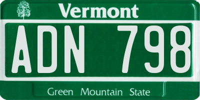 VT license plate ADN798