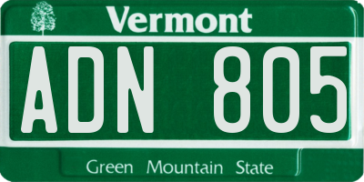 VT license plate ADN805