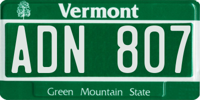 VT license plate ADN807