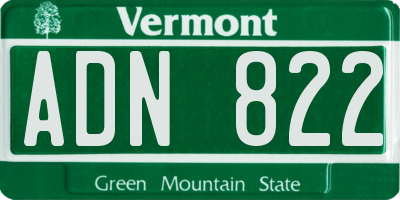 VT license plate ADN822