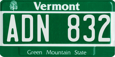 VT license plate ADN832