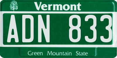 VT license plate ADN833