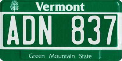 VT license plate ADN837