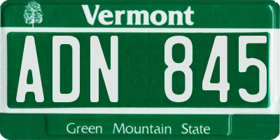VT license plate ADN845