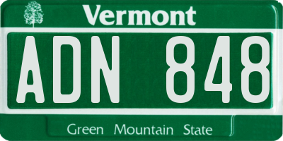 VT license plate ADN848