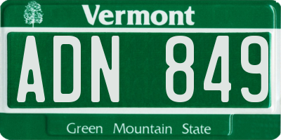 VT license plate ADN849