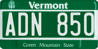 VT license plate ADN850