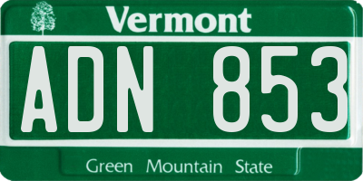 VT license plate ADN853