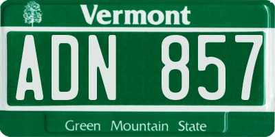 VT license plate ADN857