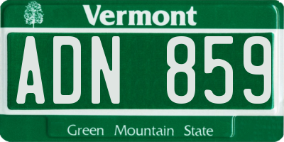 VT license plate ADN859