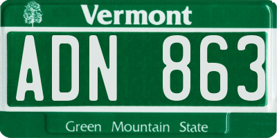 VT license plate ADN863
