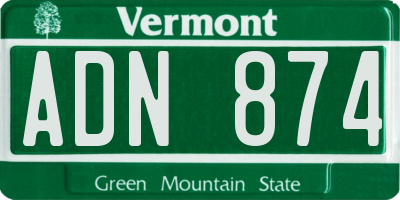 VT license plate ADN874