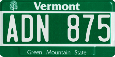 VT license plate ADN875