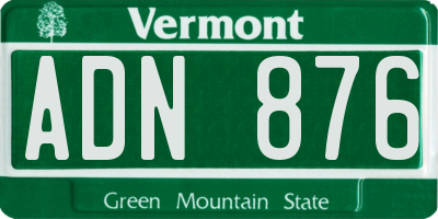 VT license plate ADN876