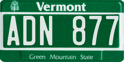 VT license plate ADN877