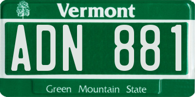 VT license plate ADN881