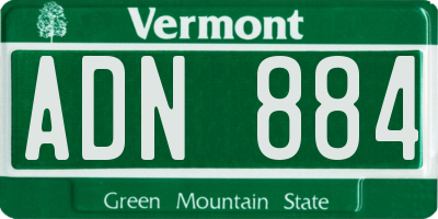 VT license plate ADN884