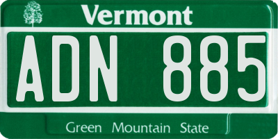 VT license plate ADN885