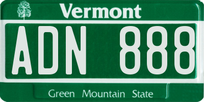 VT license plate ADN888