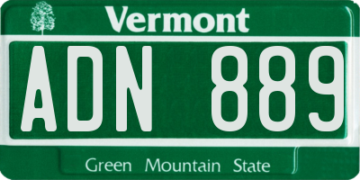 VT license plate ADN889