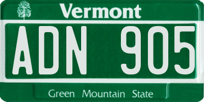VT license plate ADN905