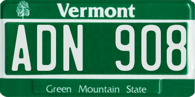 VT license plate ADN908