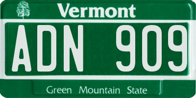 VT license plate ADN909