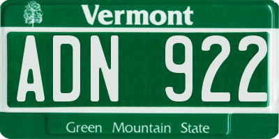 VT license plate ADN922