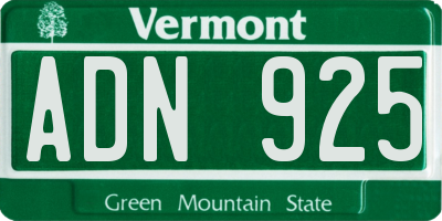 VT license plate ADN925
