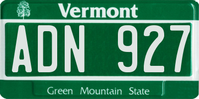VT license plate ADN927