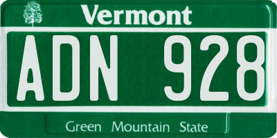 VT license plate ADN928