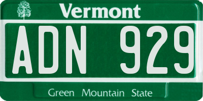 VT license plate ADN929