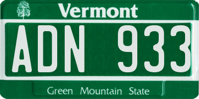 VT license plate ADN933