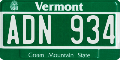 VT license plate ADN934