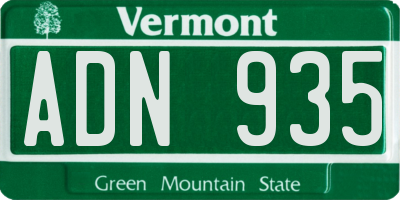 VT license plate ADN935