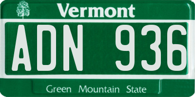 VT license plate ADN936
