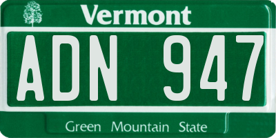 VT license plate ADN947
