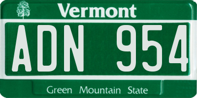VT license plate ADN954