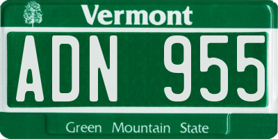 VT license plate ADN955