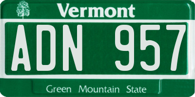 VT license plate ADN957