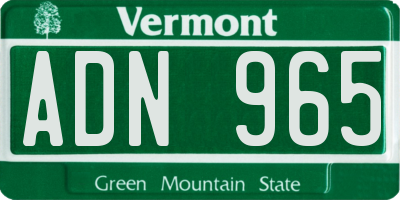 VT license plate ADN965