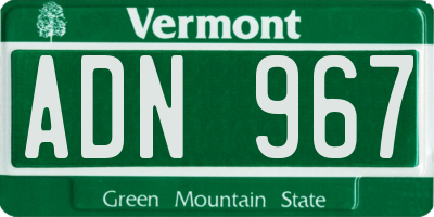 VT license plate ADN967